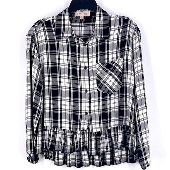 Philosophy ruffled hem plaid Top - Picture 2 of 8